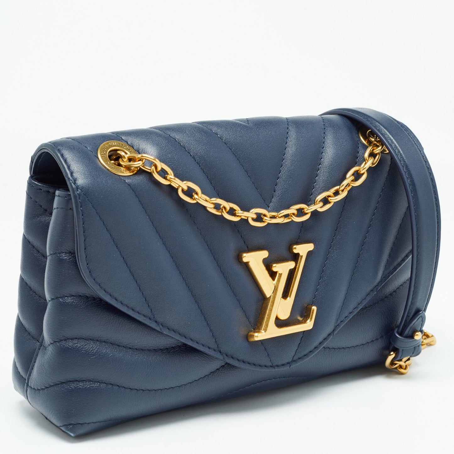 Louis Vuitton Navy Leather New Wave Chain Mm Bag