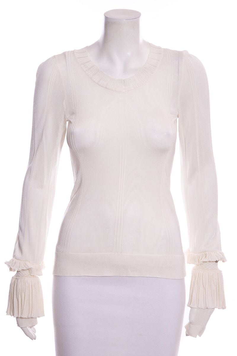 Chanel 2006 Cream Ruffle Blouse SZ 36