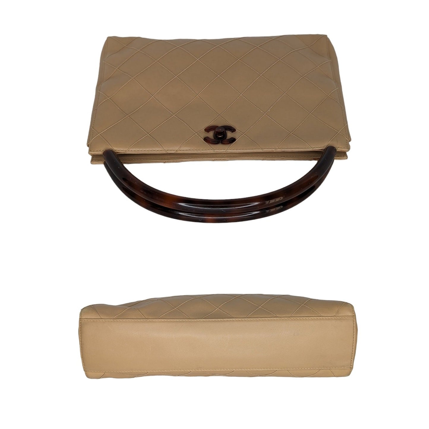 Chanel bag Vintage Beige Quilted Tortoise Motif Handle Bag