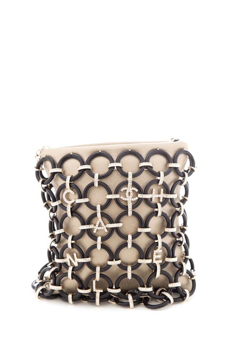 Chanel 2018 Limited Edition Black & Gold Leather & Chain Ring Cross-Body