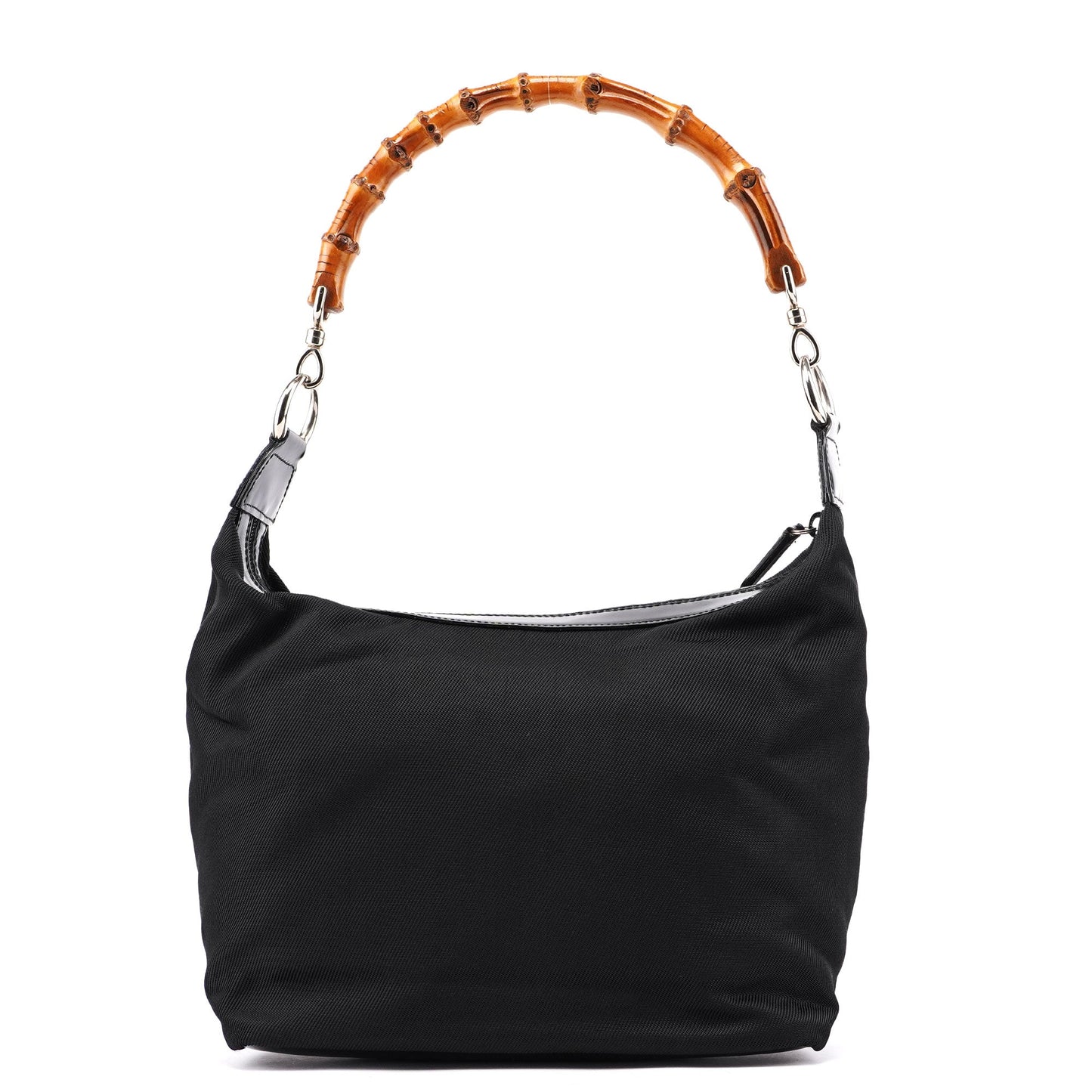 000 0531 Black Canvas Bamboo Shoulder Bag