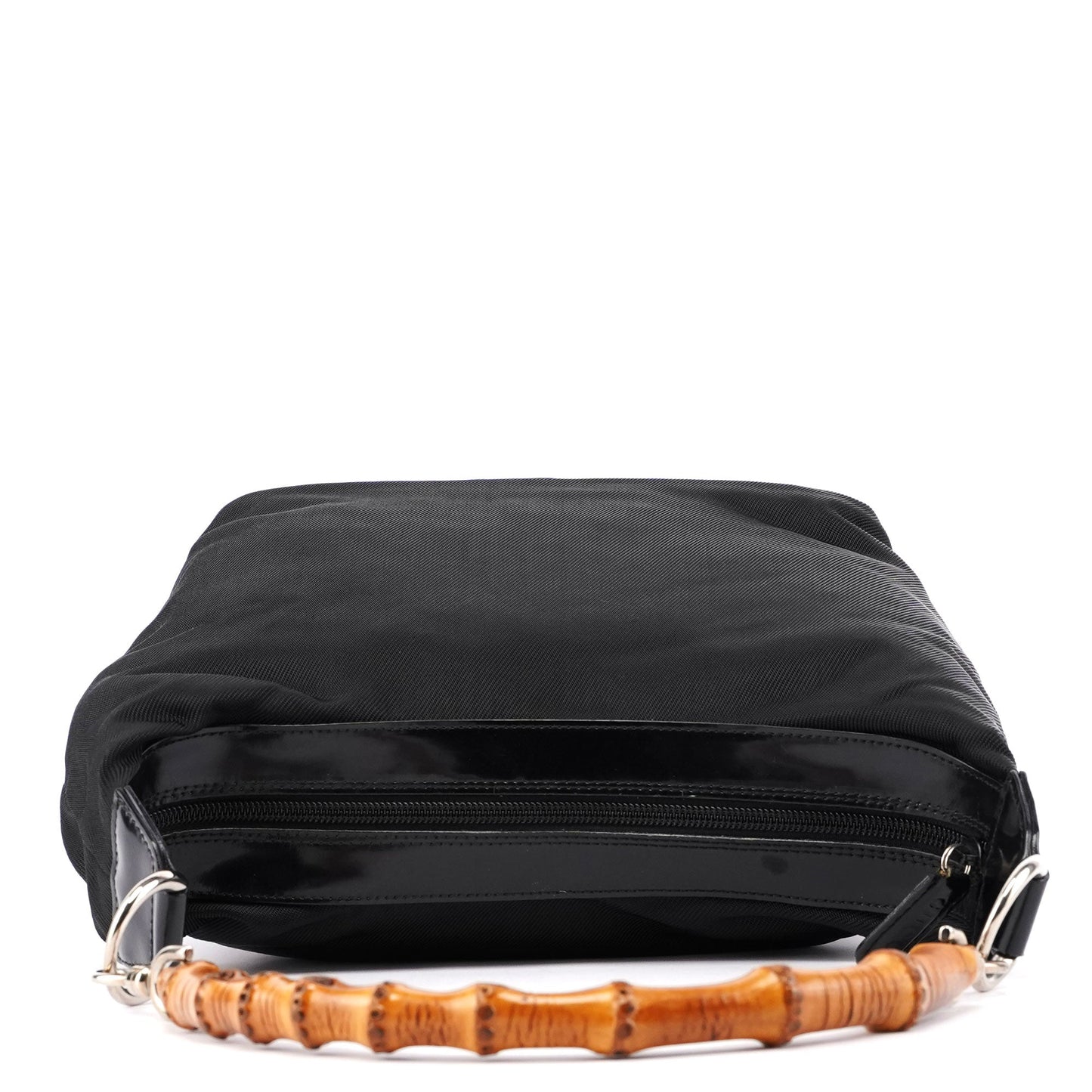 000 0531 Black Canvas Bamboo Shoulder Bag