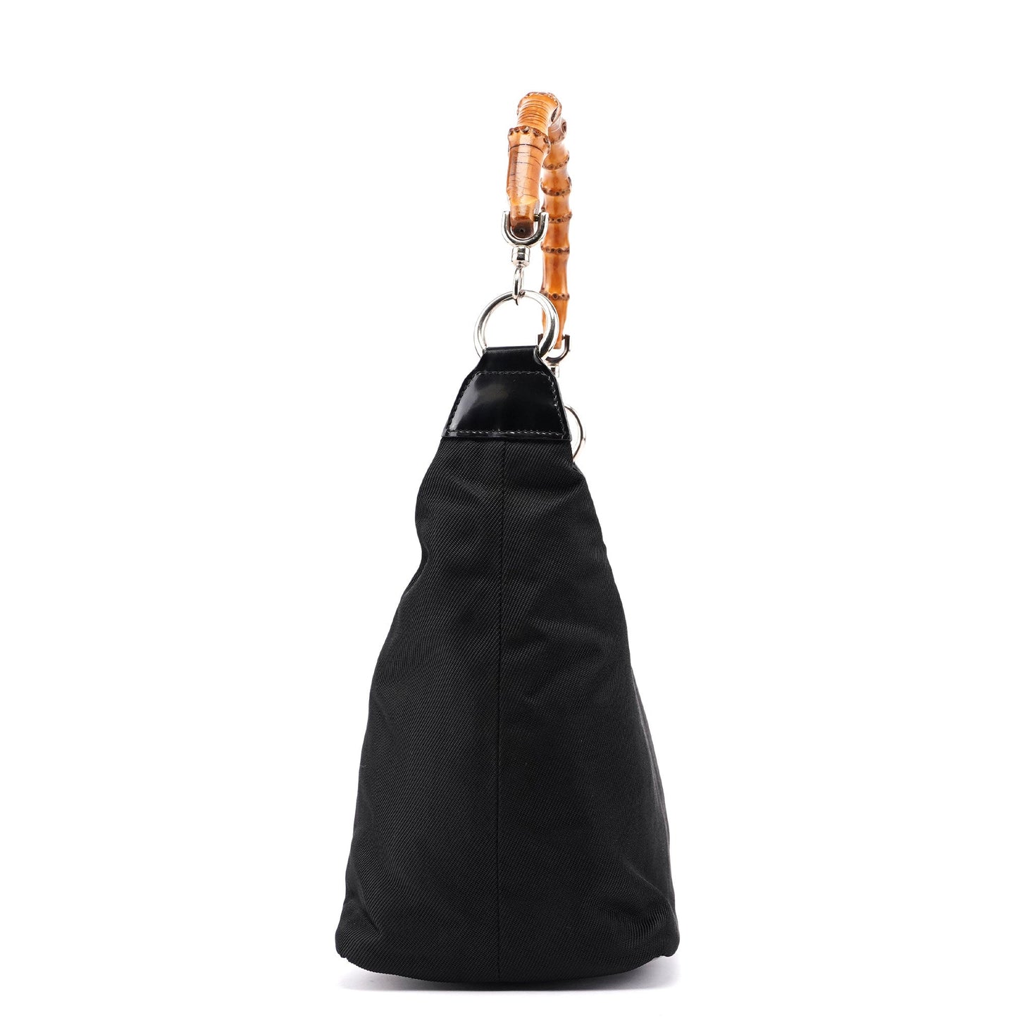 000 0531 Black Canvas Bamboo Shoulder Bag