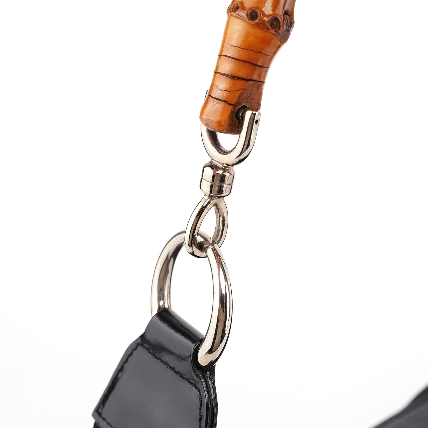 000 0531 Black Canvas Bamboo Shoulder Bag