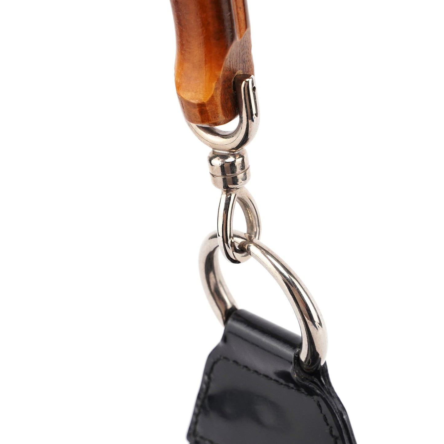 000 0531 Black Canvas Bamboo Shoulder Bag