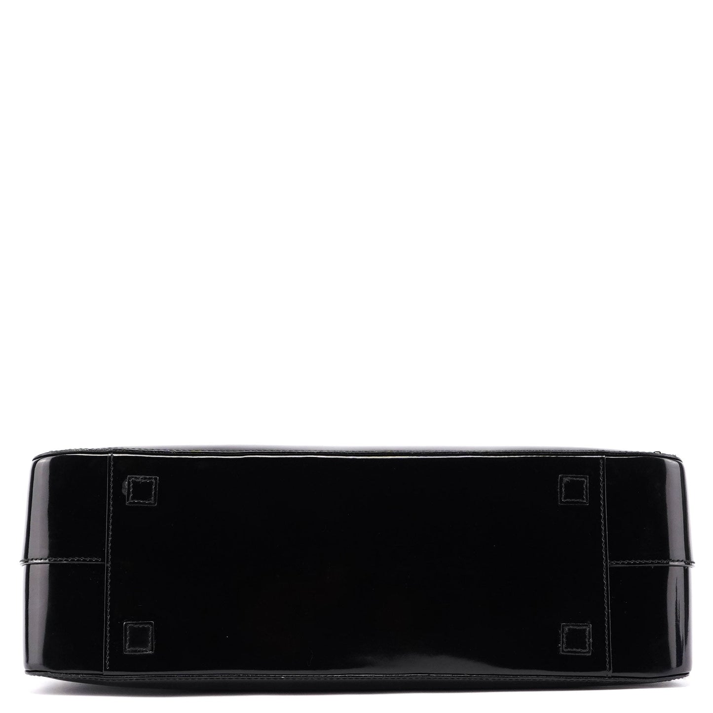 000 0829 Black Patent Leather Bamboo Tote