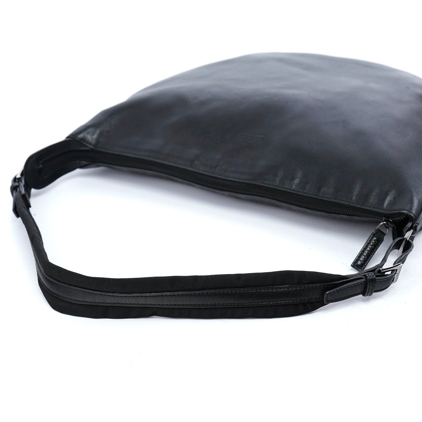 001 1206 Black Calfskin Hobo Shoulder Bag
