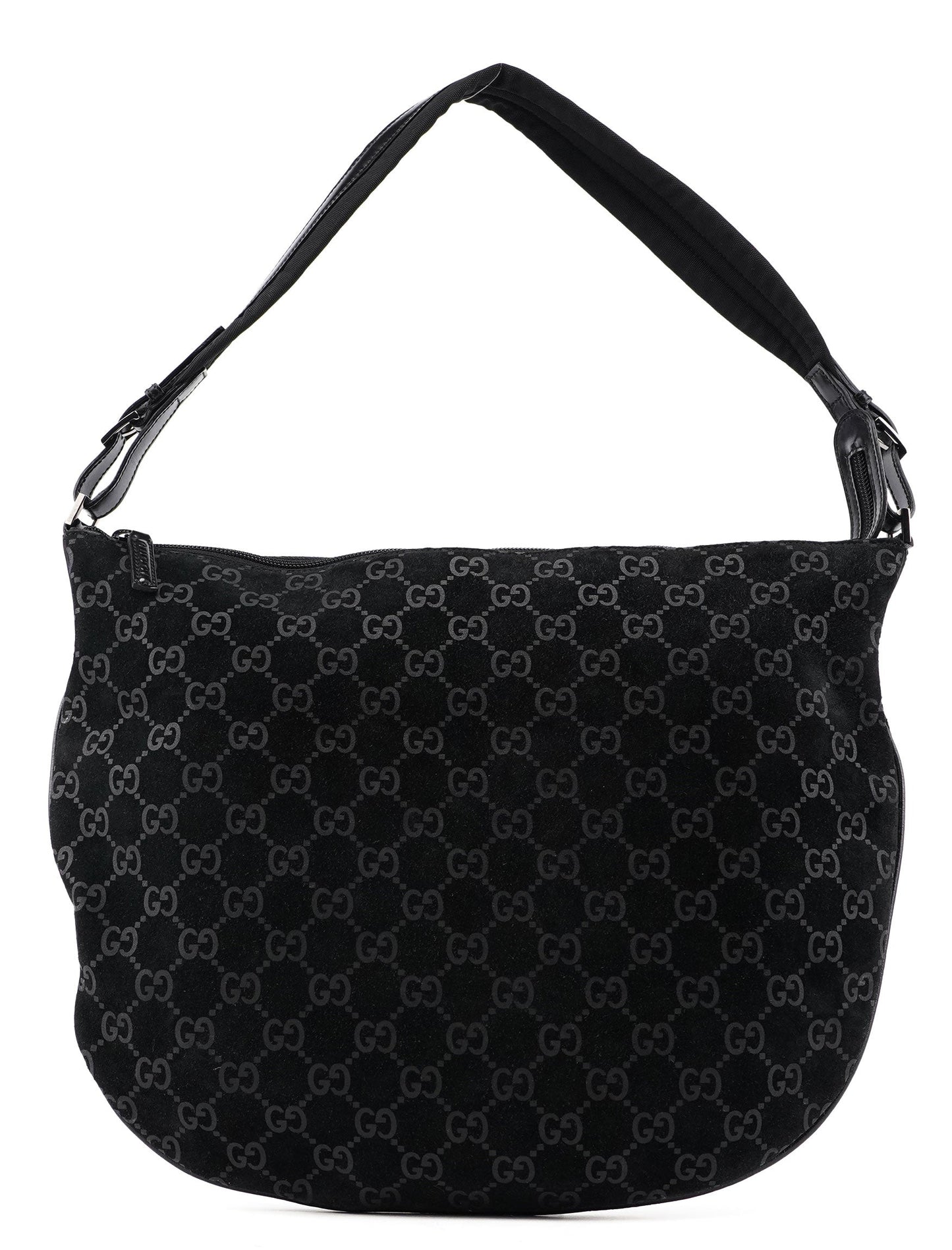 001 1206 Black Suede GG Shoulder Bag