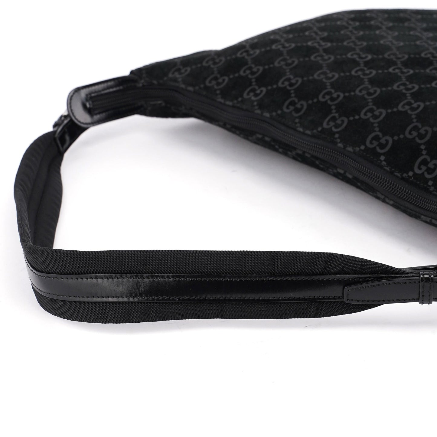 001 1206 Black Suede GG Shoulder Bag