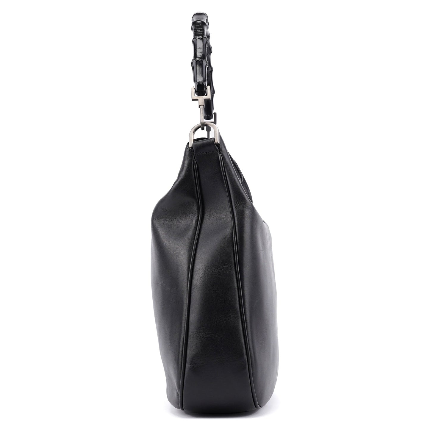001 1577 Black Calfskin Bamboo 2-Way Bag