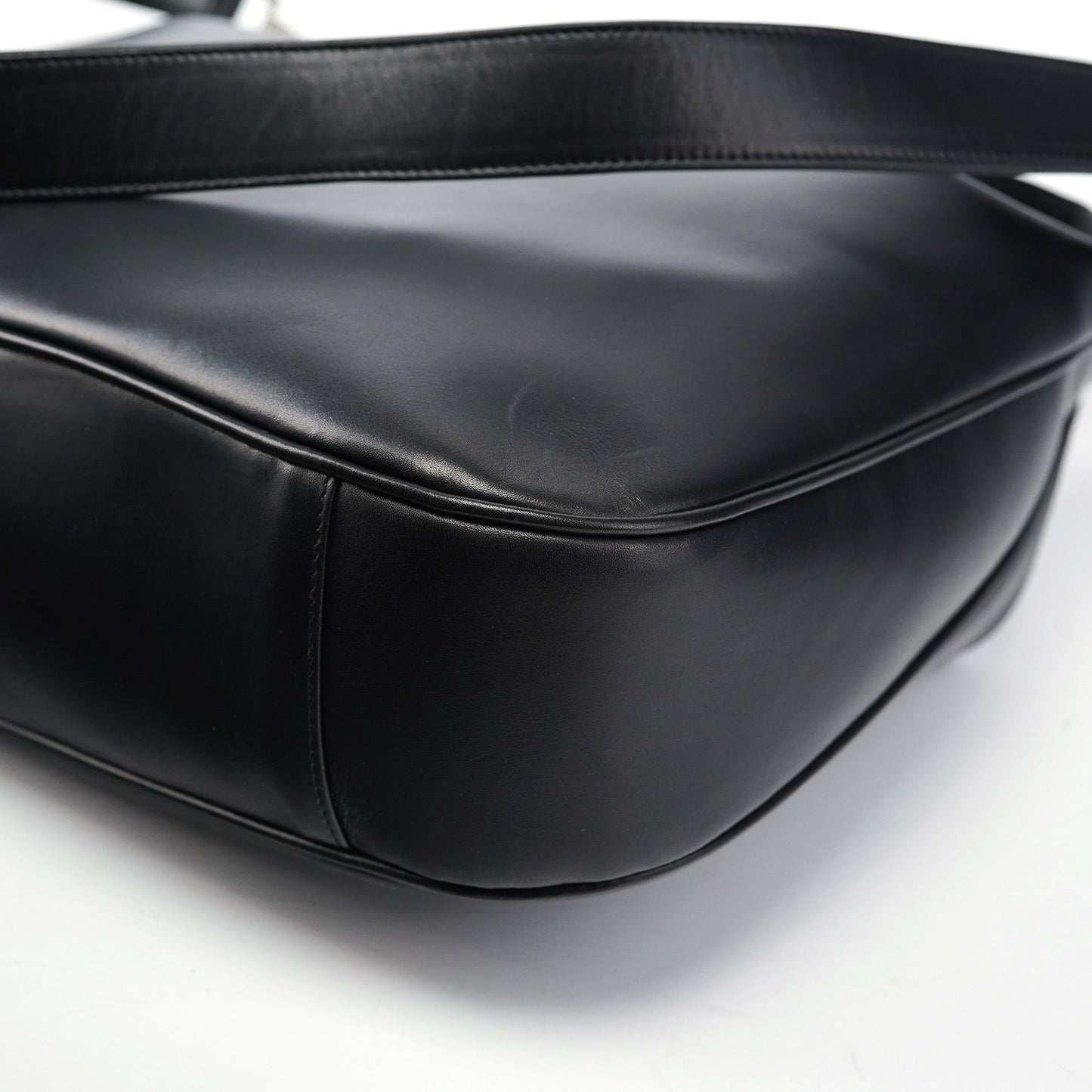 001 1577 Black Calfskin Bamboo 2-Way Bag