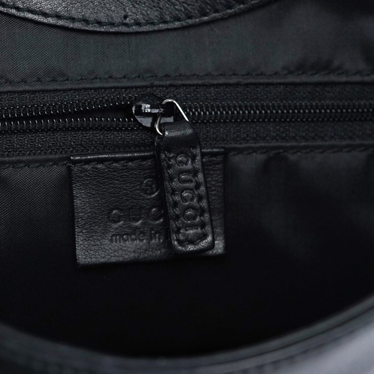 001 3244 Black Leather Bamboo Shoulder Bag