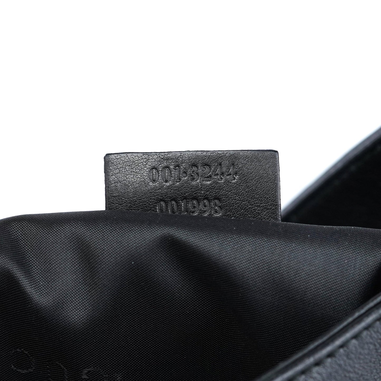 001 3244 Black Leather Bamboo Shoulder Bag