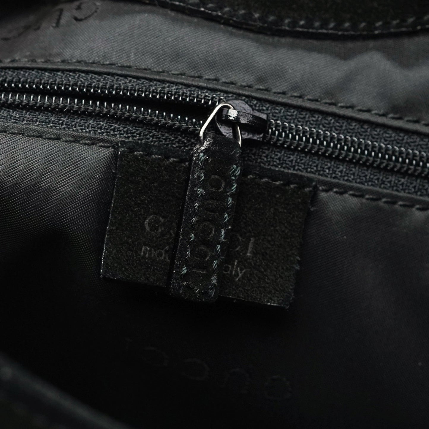 001 3244 Black Suede Bamboo Shoulder Bag