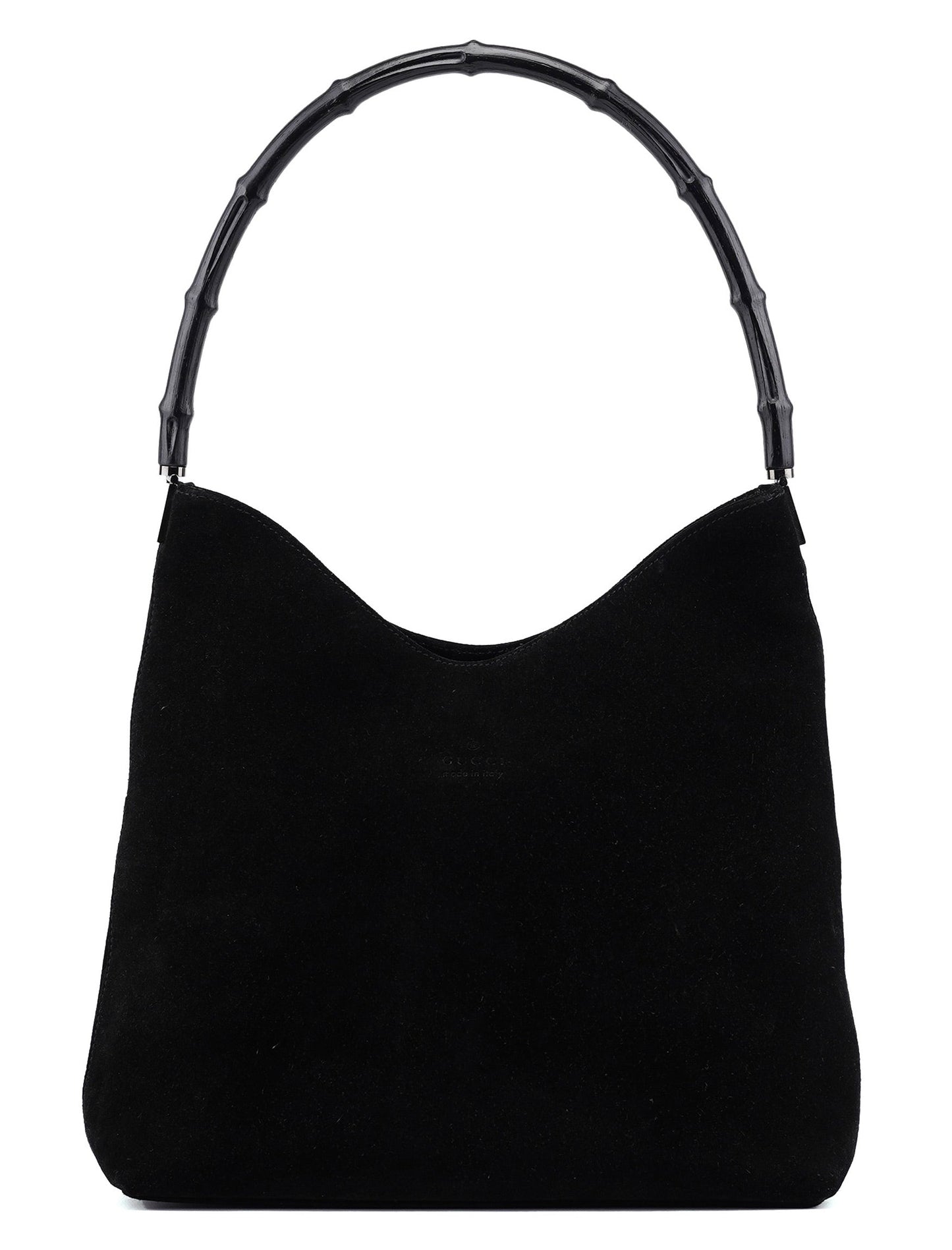 001 3244 Black Suede Bamboo Shoulder Bag