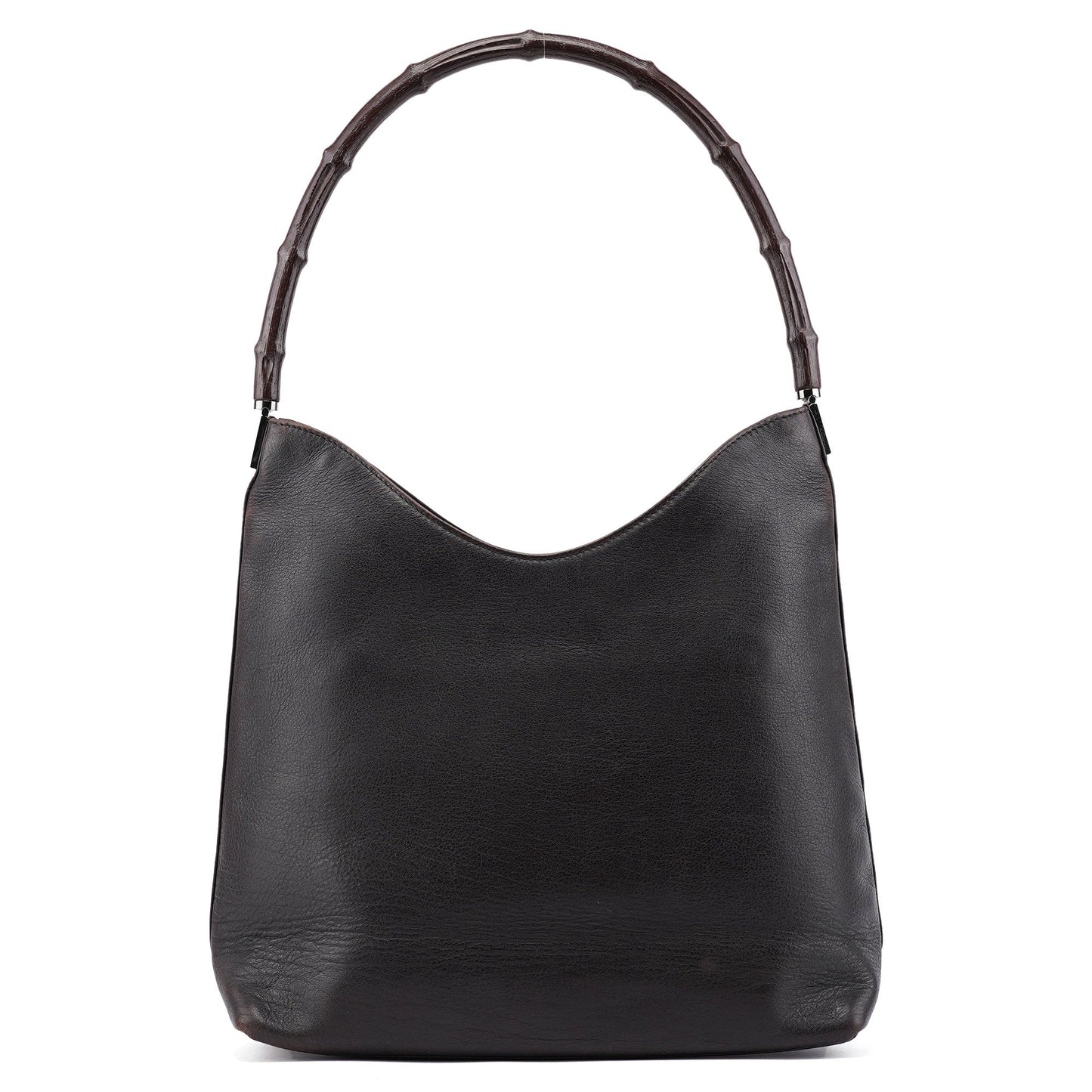 001 3244 Brown Calfskin Bamboo Shoulder Bag