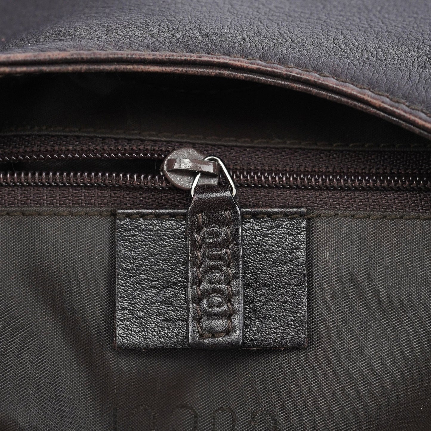 001 3244 Brown Calfskin Bamboo Shoulder Bag