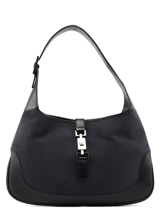 001 3306 Black Wool Leather Jackie Shoulder Bag