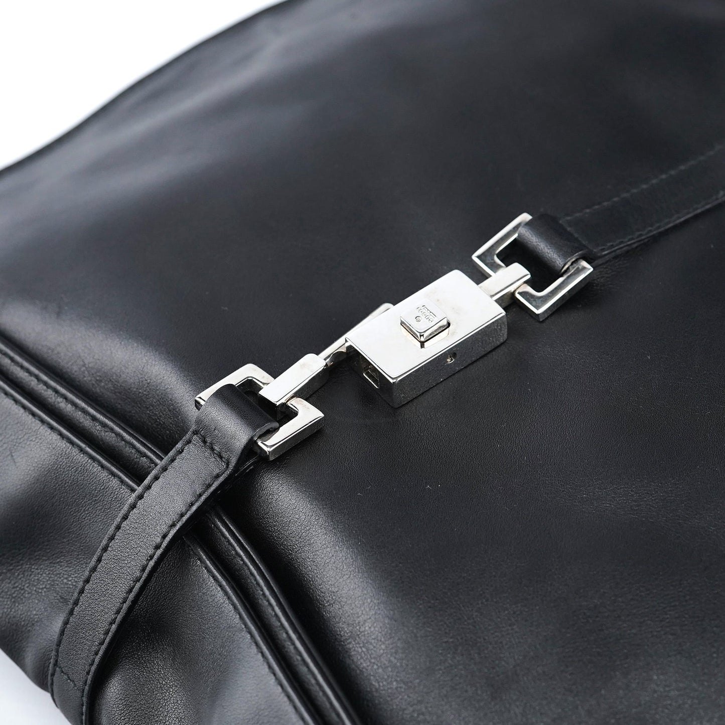 001 3355 Black Calfskin Jackie Shoulder Bag