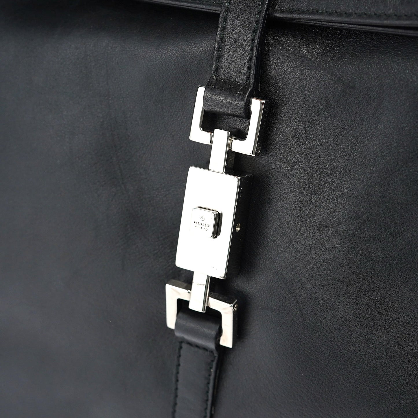 001 3355 Black Calfskin Jackie Shoulder Bag