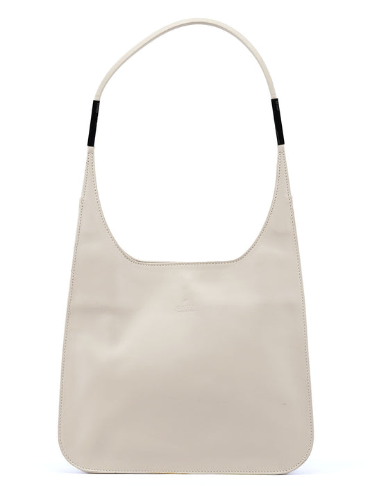 001 3703 Beige Calfskin Hobo Shoulder Bag