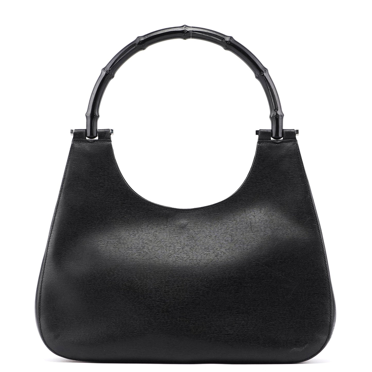 001 3739 Black Leather Bamboo Shoulder Bag