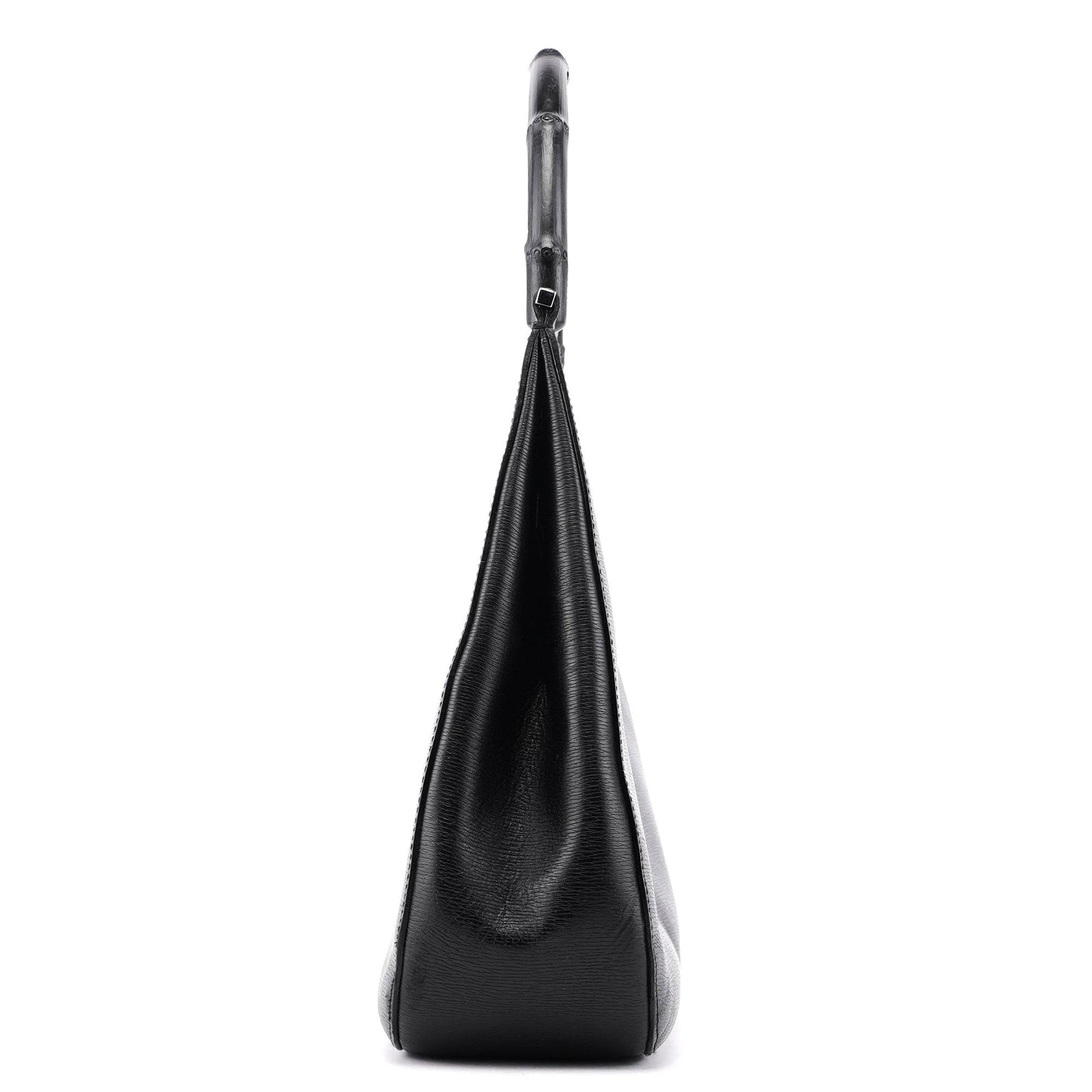 001 3739 Black Leather Bamboo Shoulder Bag