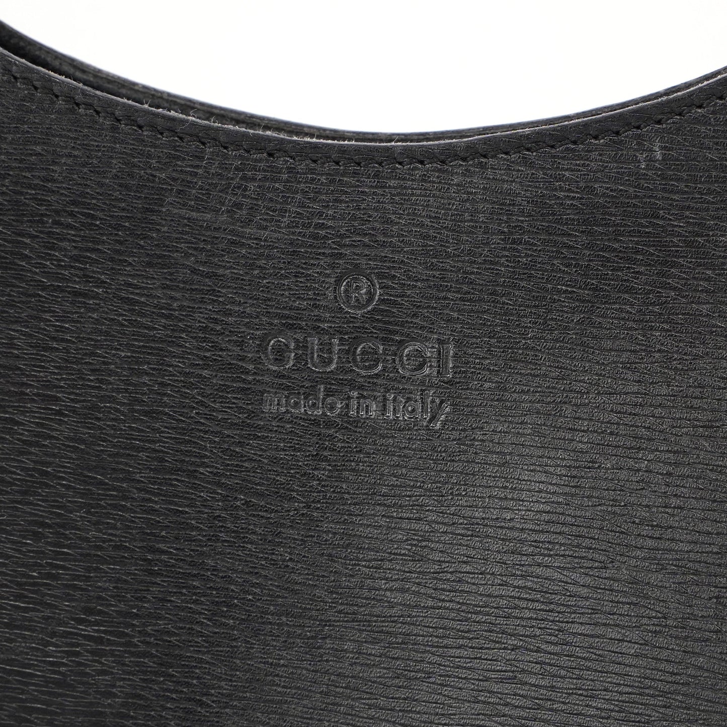 001 3739 Black Leather Bamboo Shoulder Bag