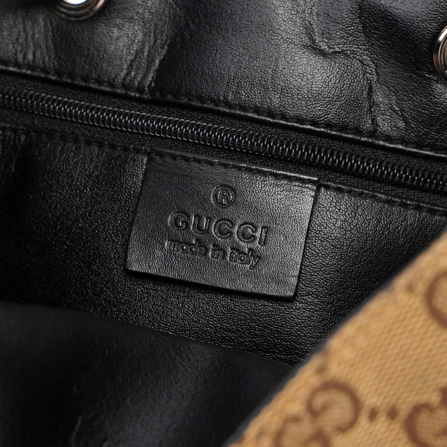 001 3743 Beige GG Drawstring Shoulder Bag