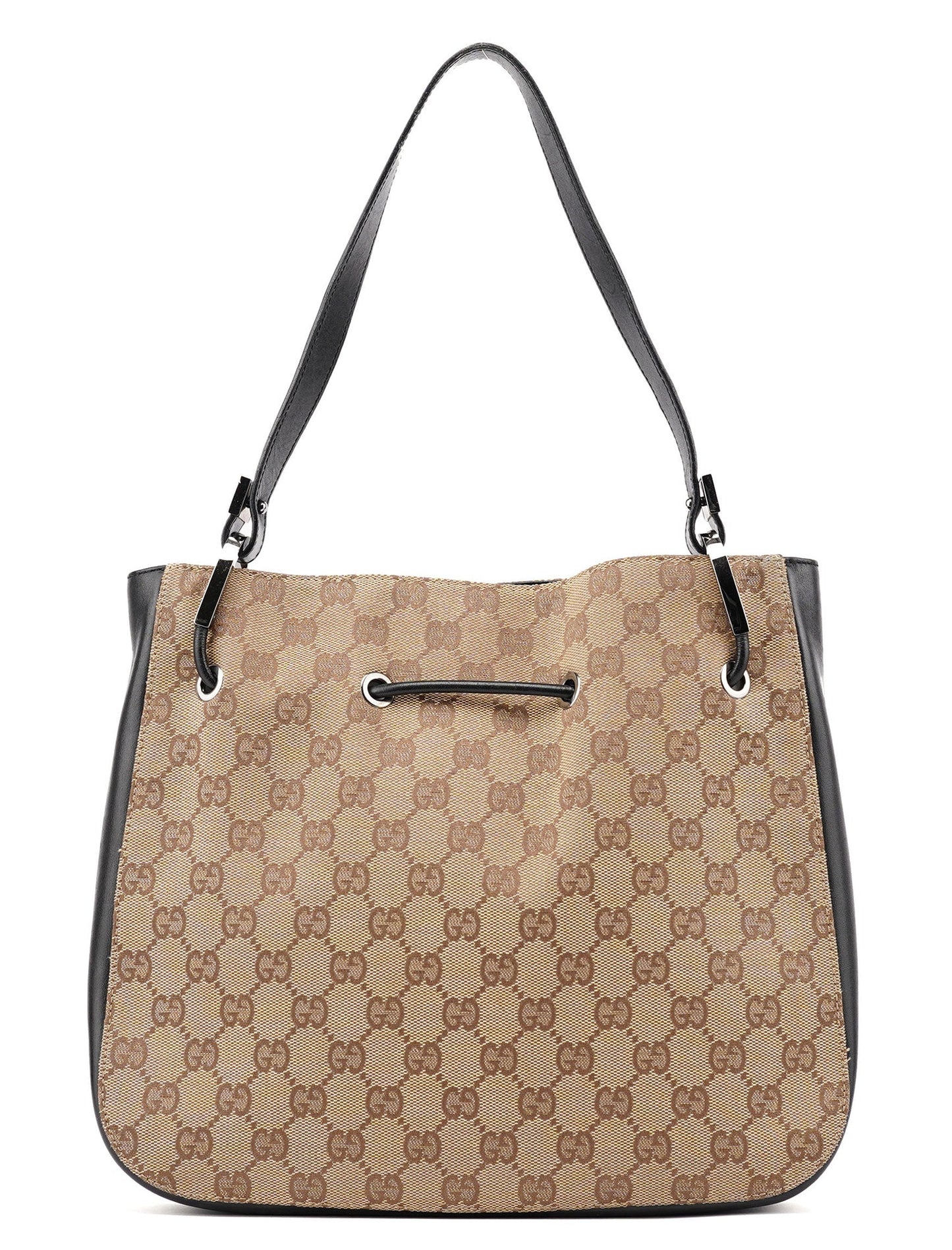 001 3748 Beige GG Drawstring Shoulder Bag