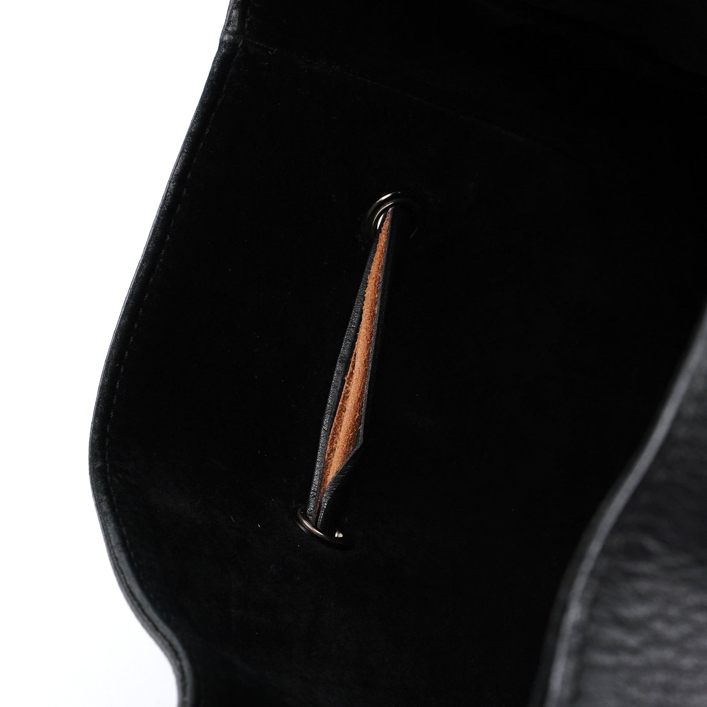 001 3748 Black Calfskin Drawstring Shoulder Bag