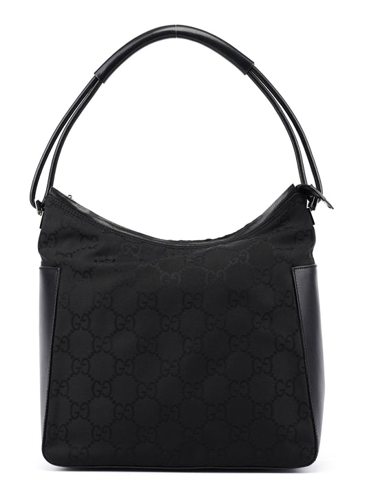 001 3766 Black GG Hobo Shoulder Bag