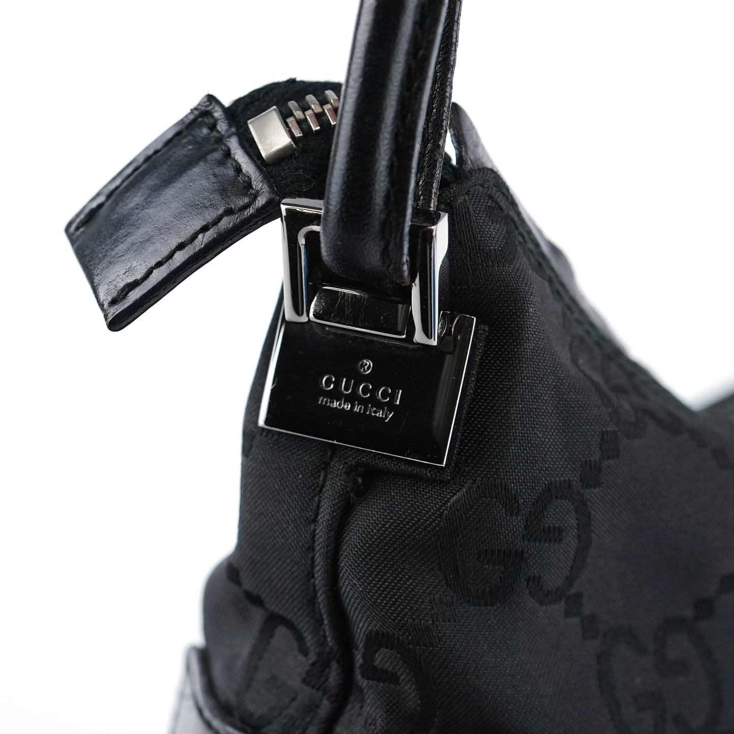 001 3766 Black GG Hobo Shoulder Bag