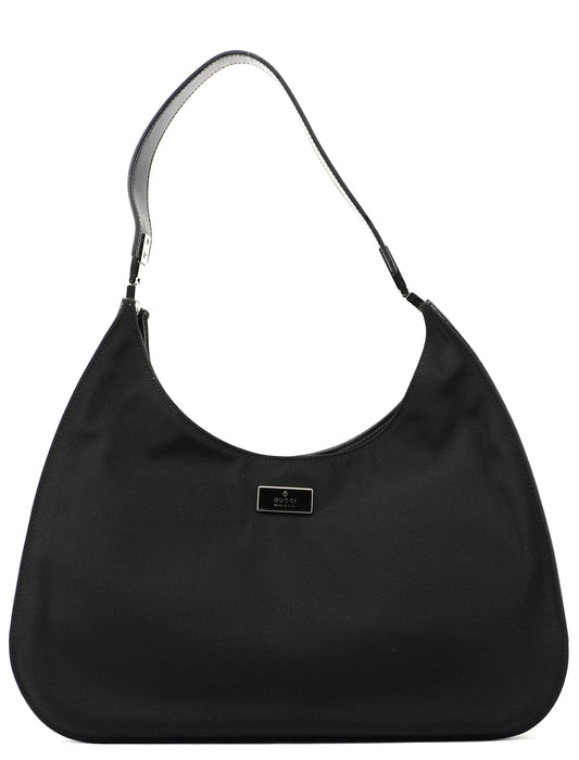 001 3767 Black Canvas Hobo Shoulder Bag