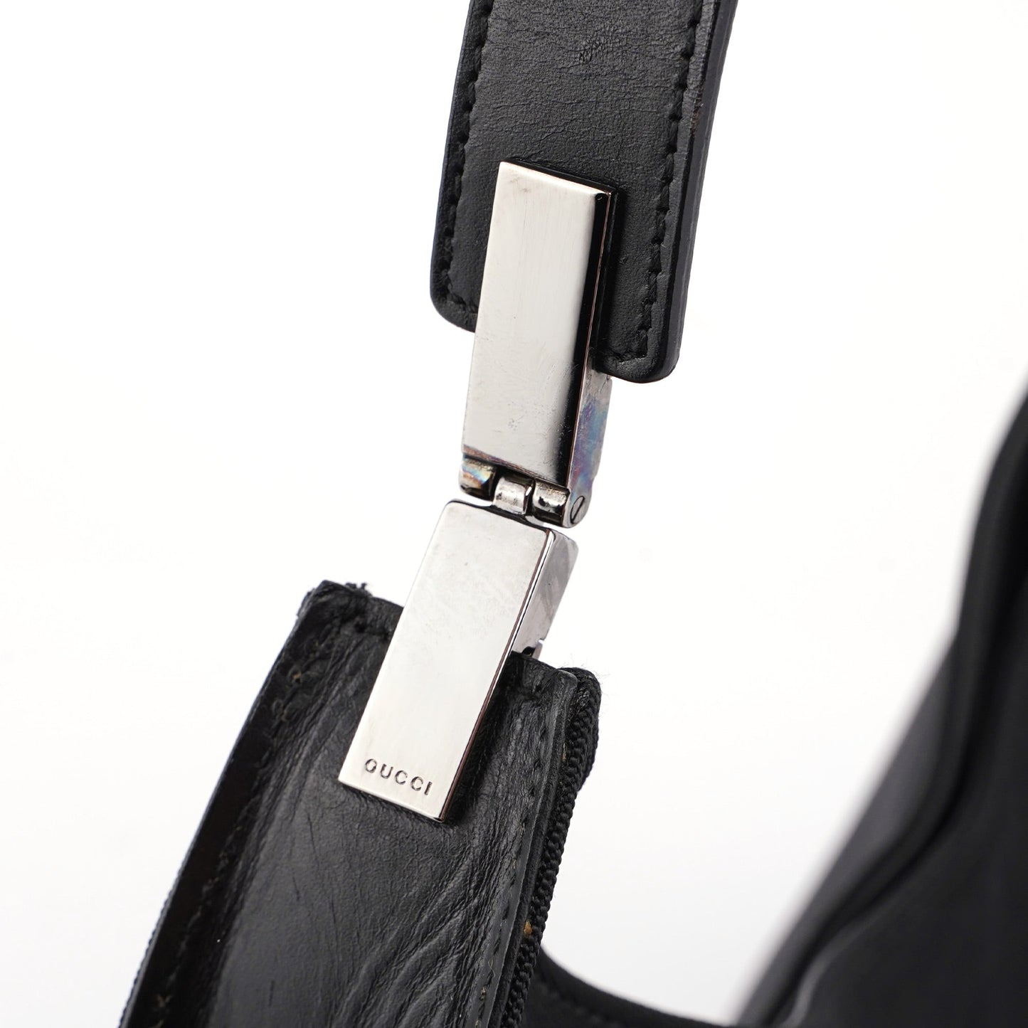 001 3767 Black Canvas Hobo Shoulder Bag