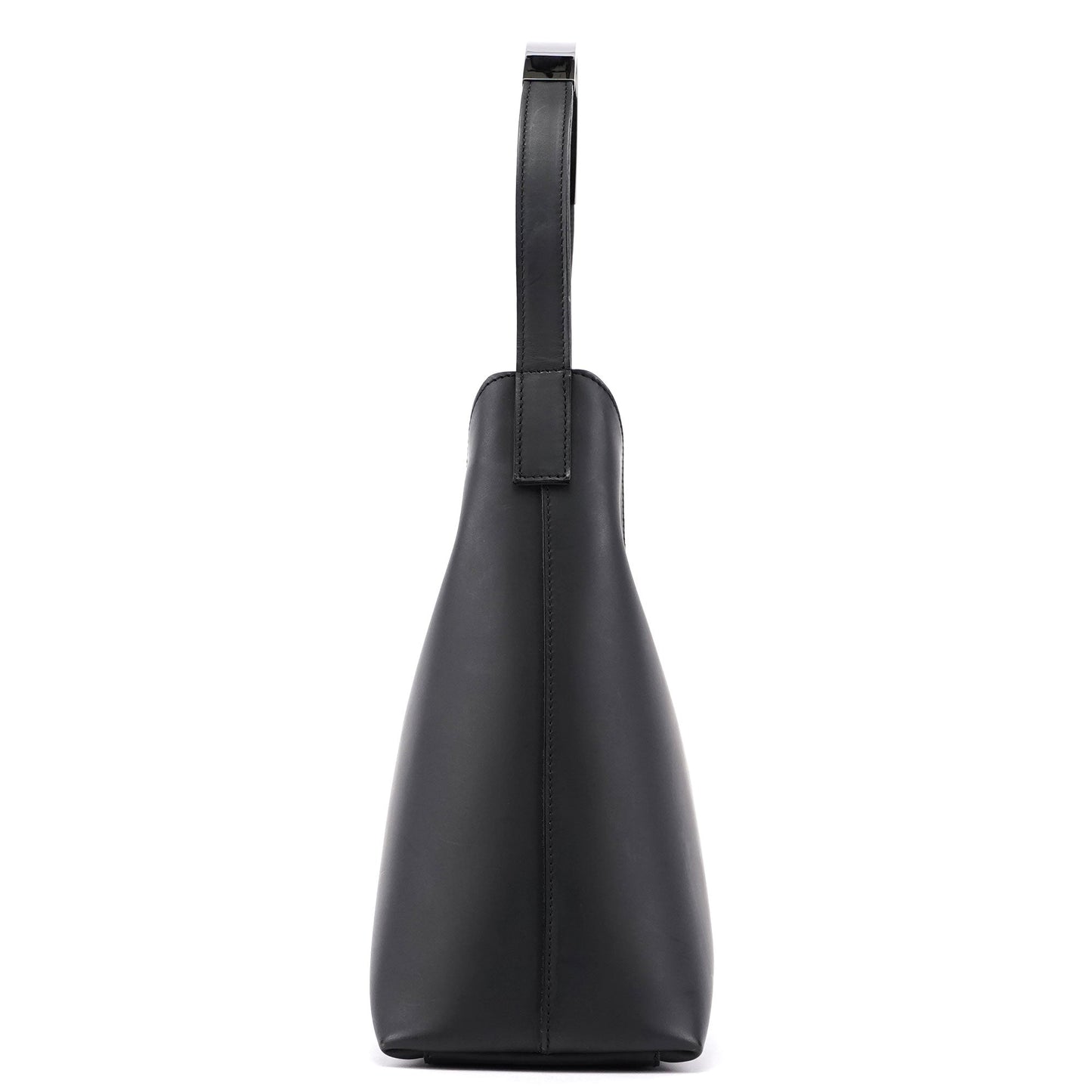 001 3778 Black Leather Hobo Shoulder Bag