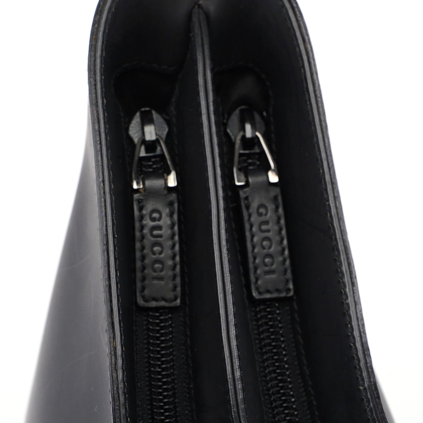 001 3778 Black Leather Hobo Shoulder Bag