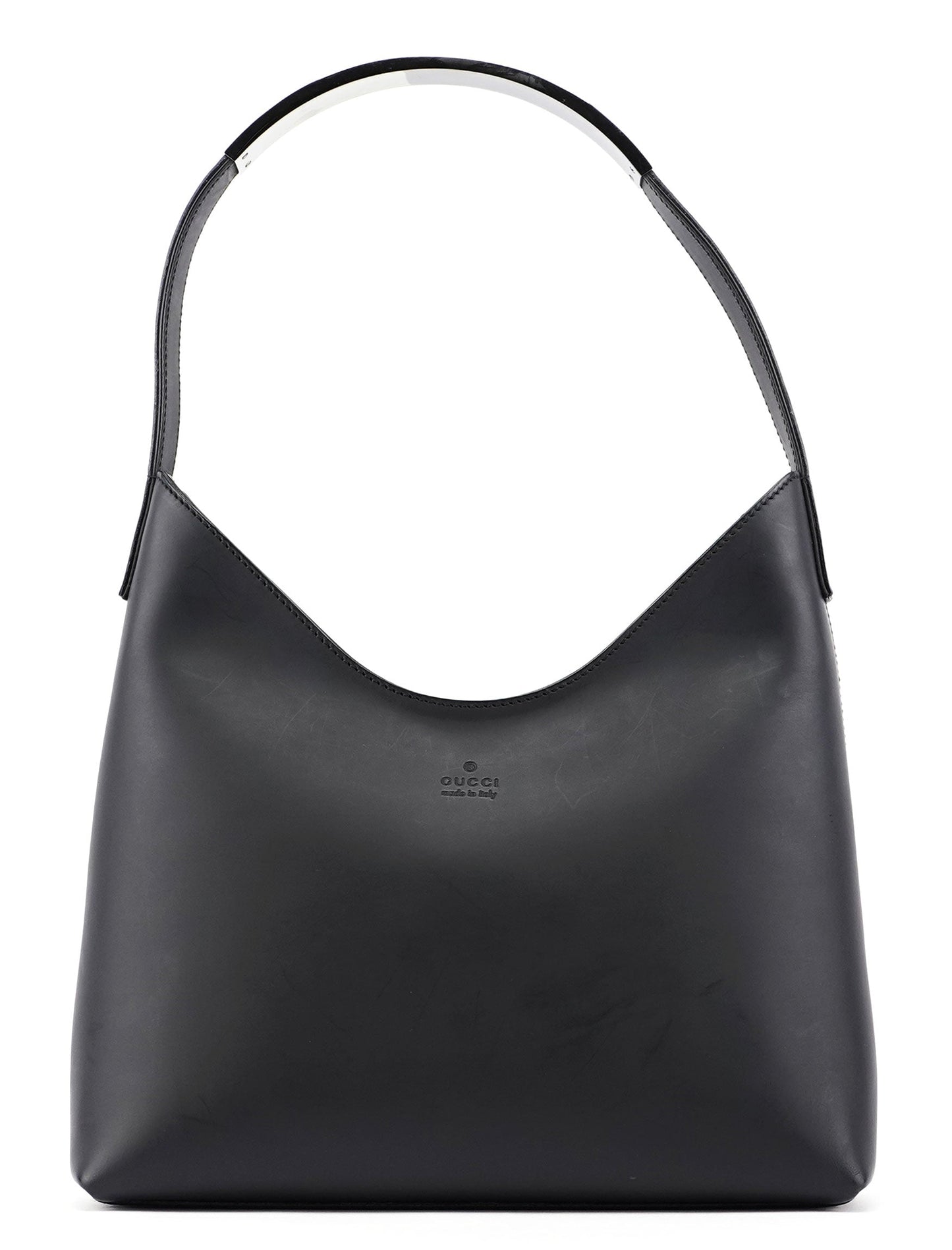001 3778 Black Leather Hobo Shoulder Bag