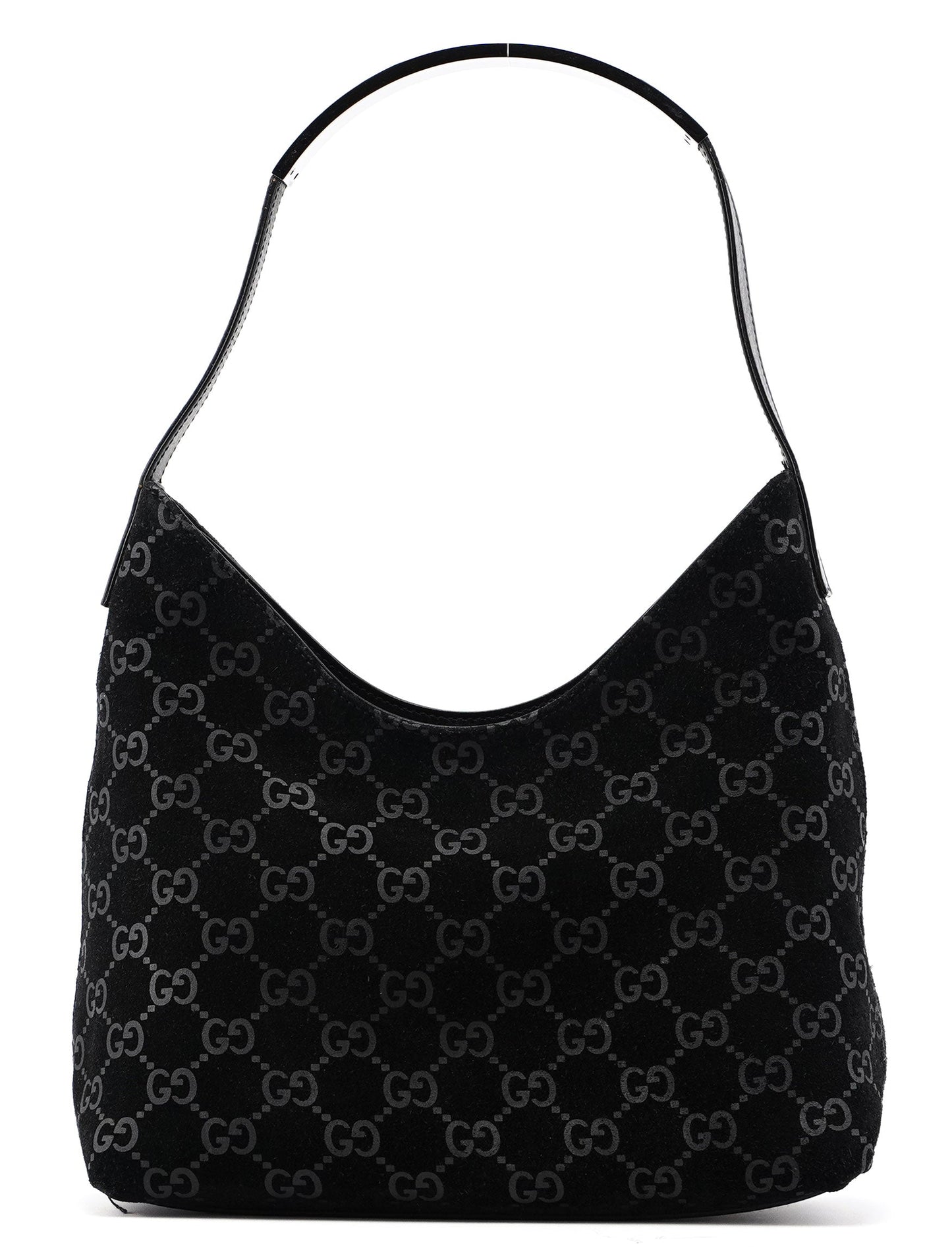 001 3778 Black Suede GG Shoulder Bag