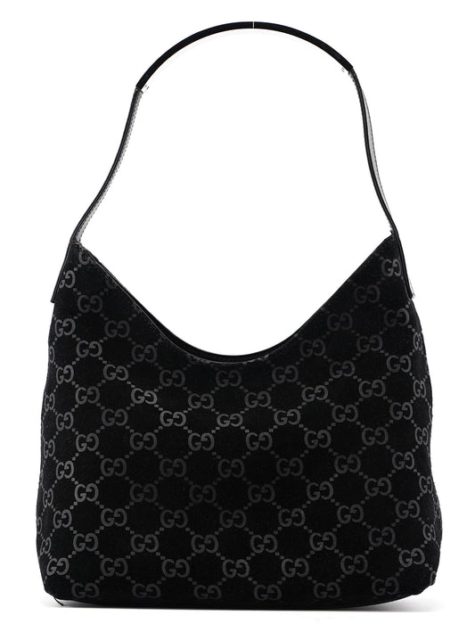 001 3778 Black Suede GG Shoulder Bag