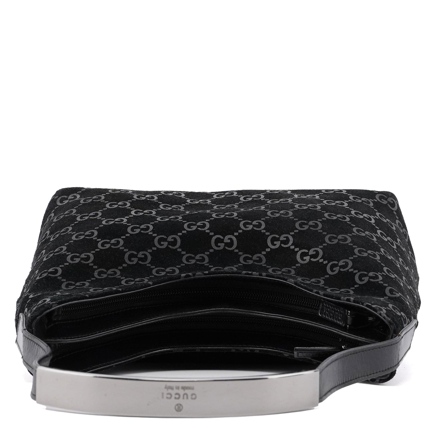 001 3778 Black Suede GG Shoulder Bag