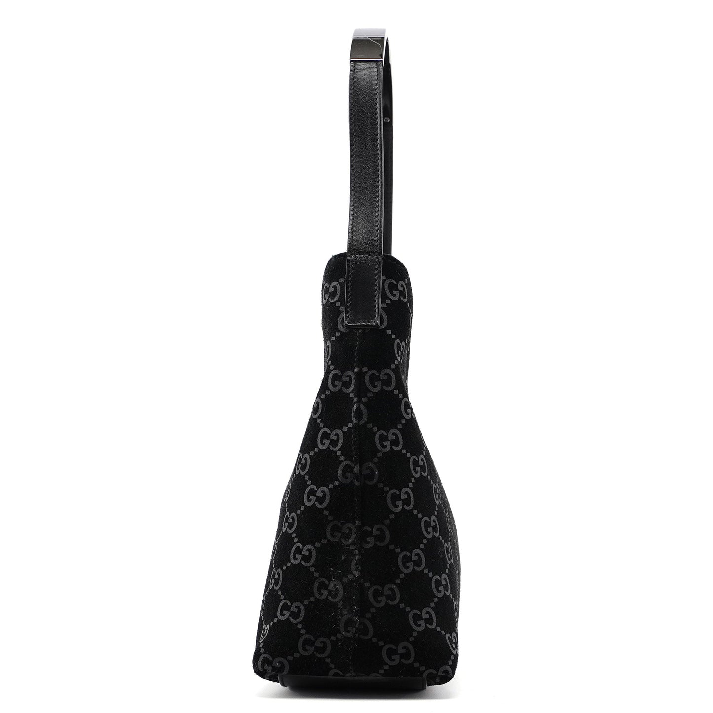 001 3778 Black Suede GG Shoulder Bag