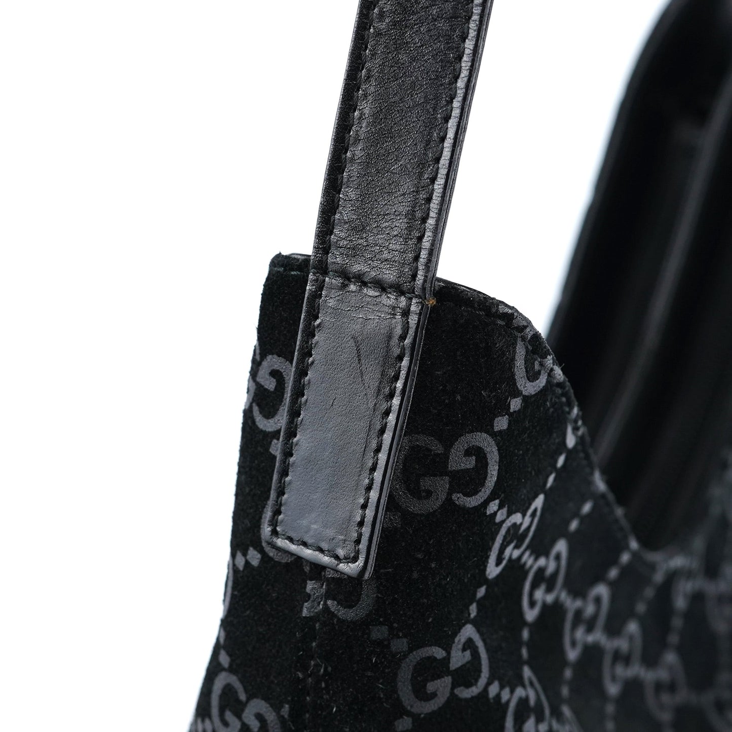 001 3778 Black Suede GG Shoulder Bag