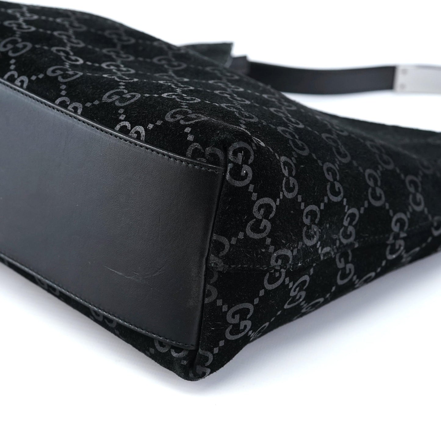 001 3778 Black Suede GG Shoulder Bag