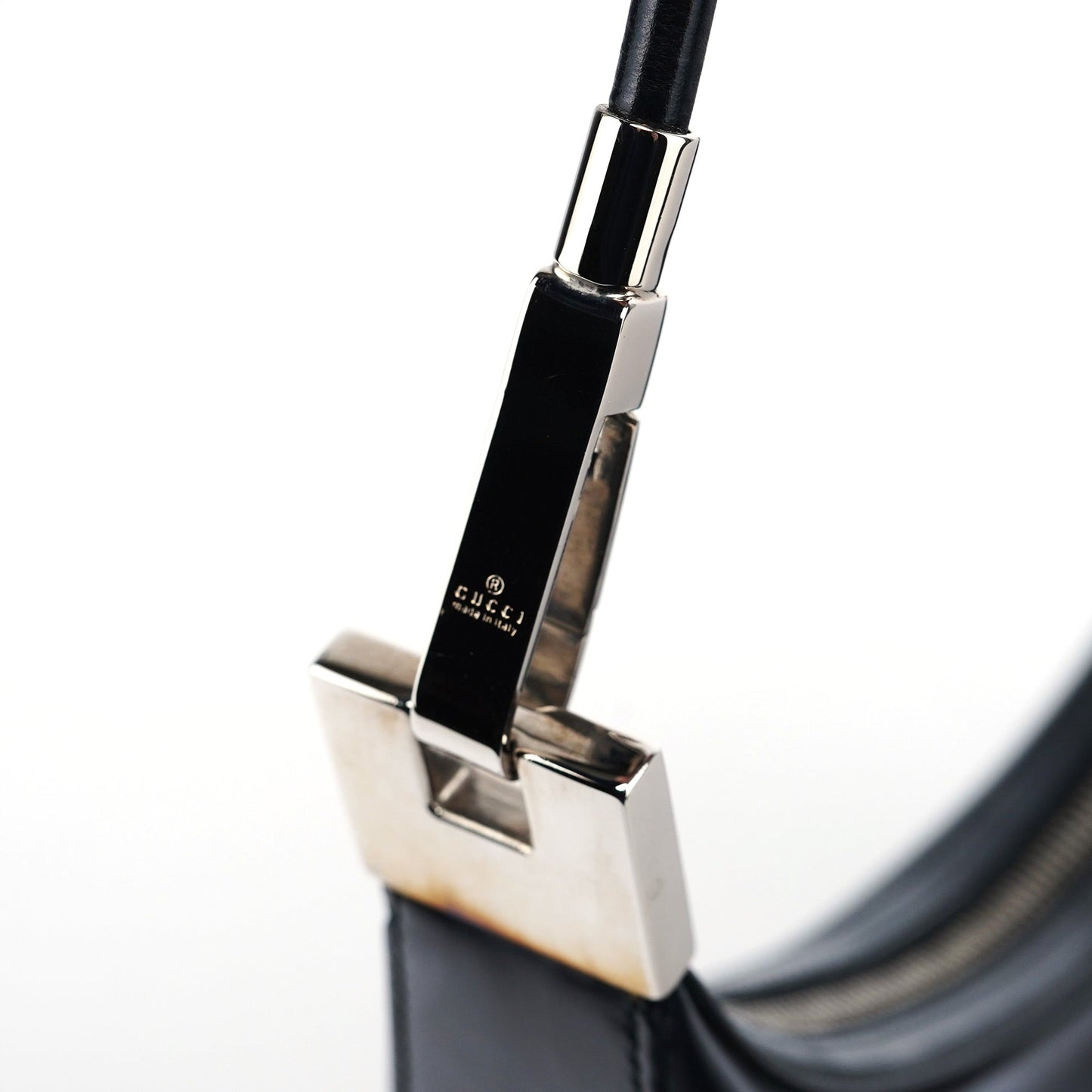 001 3812 Black Calfskin Hobo Shoulder Bag