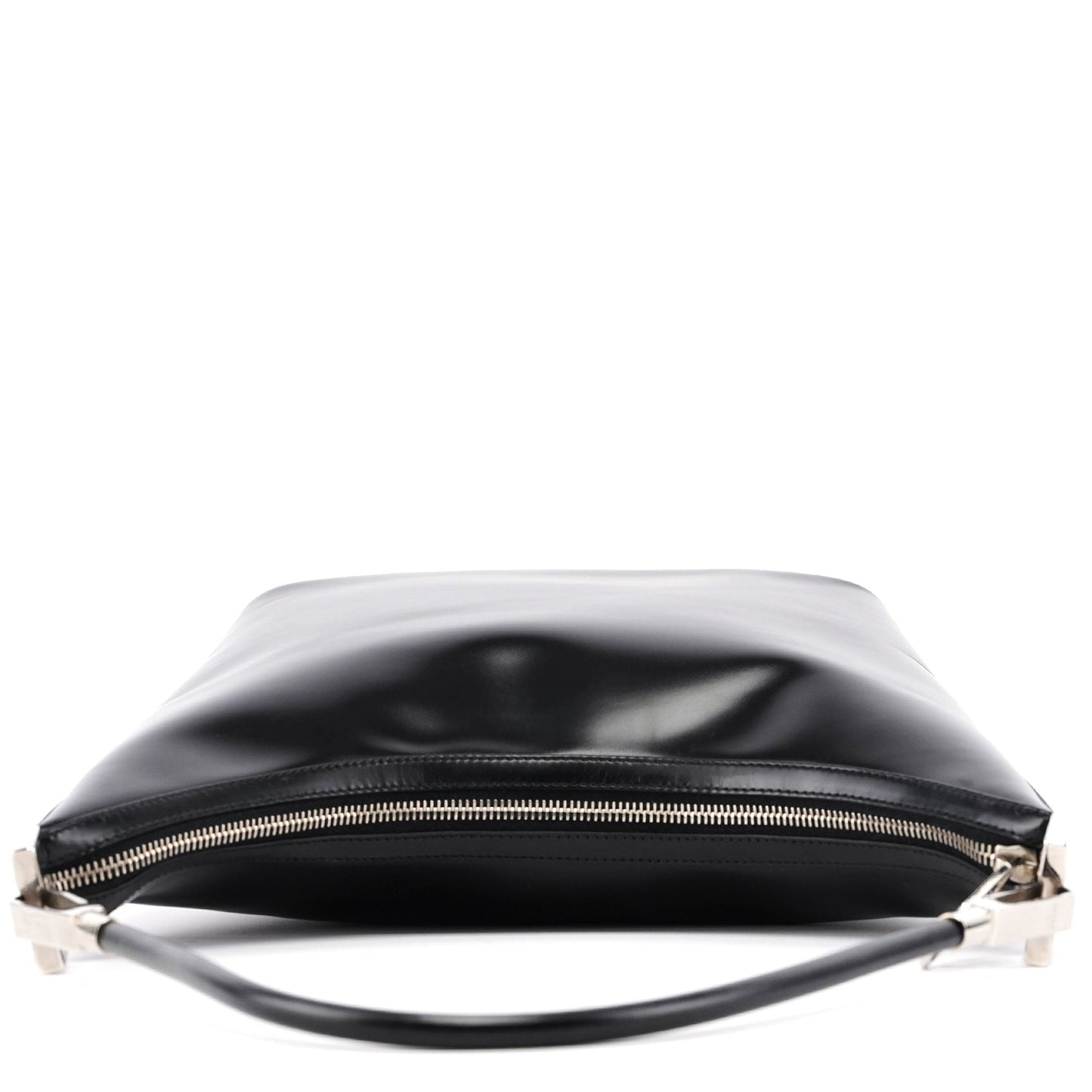 001 3814 Black Leather Hobo Shoulder Bag