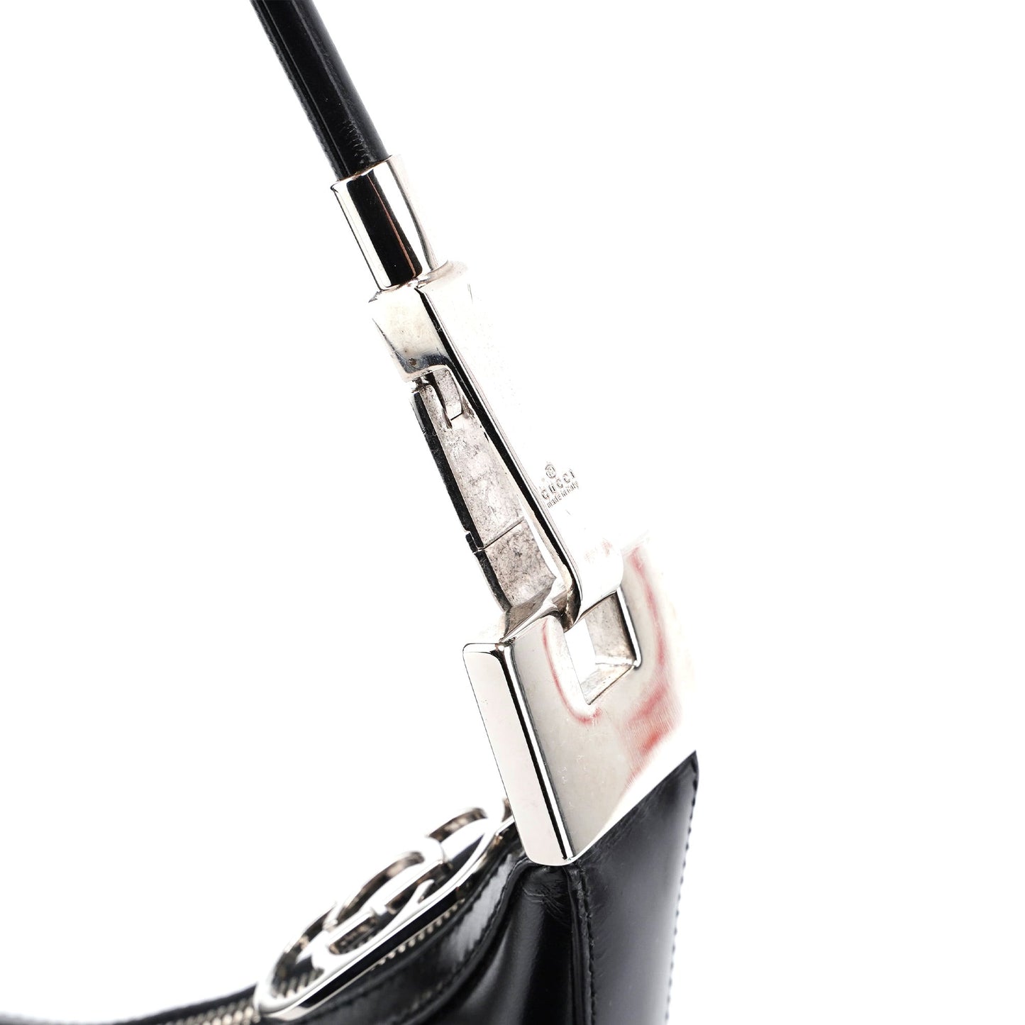 001 3814 Black Leather Hobo Shoulder Bag