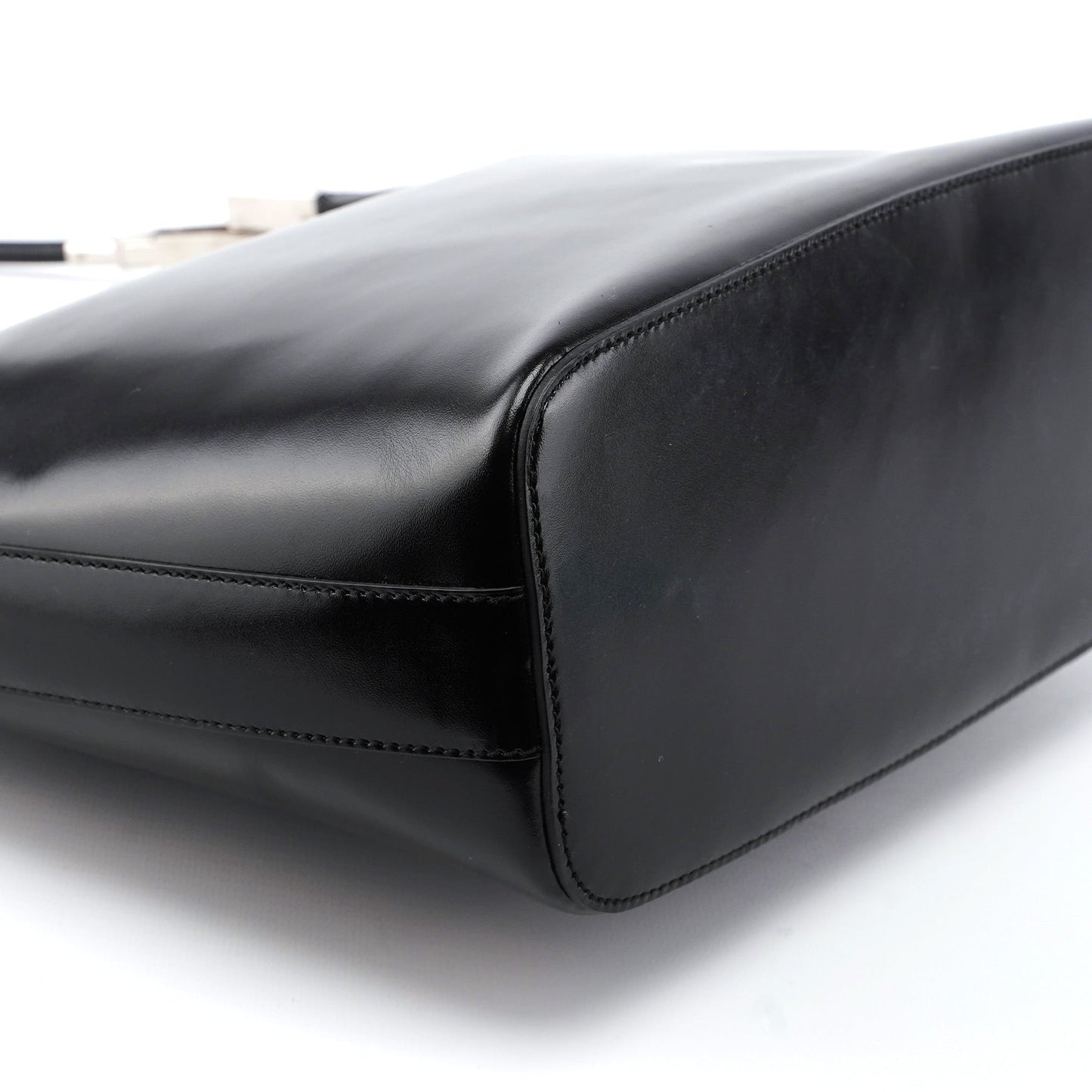 001 3814 Black Leather Hobo Shoulder Bag