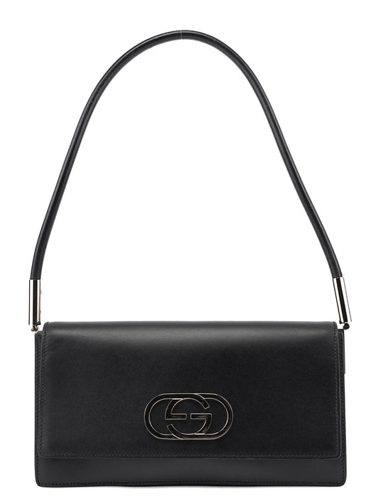 001 3815 Black Calfskin GG Shoulder Bag