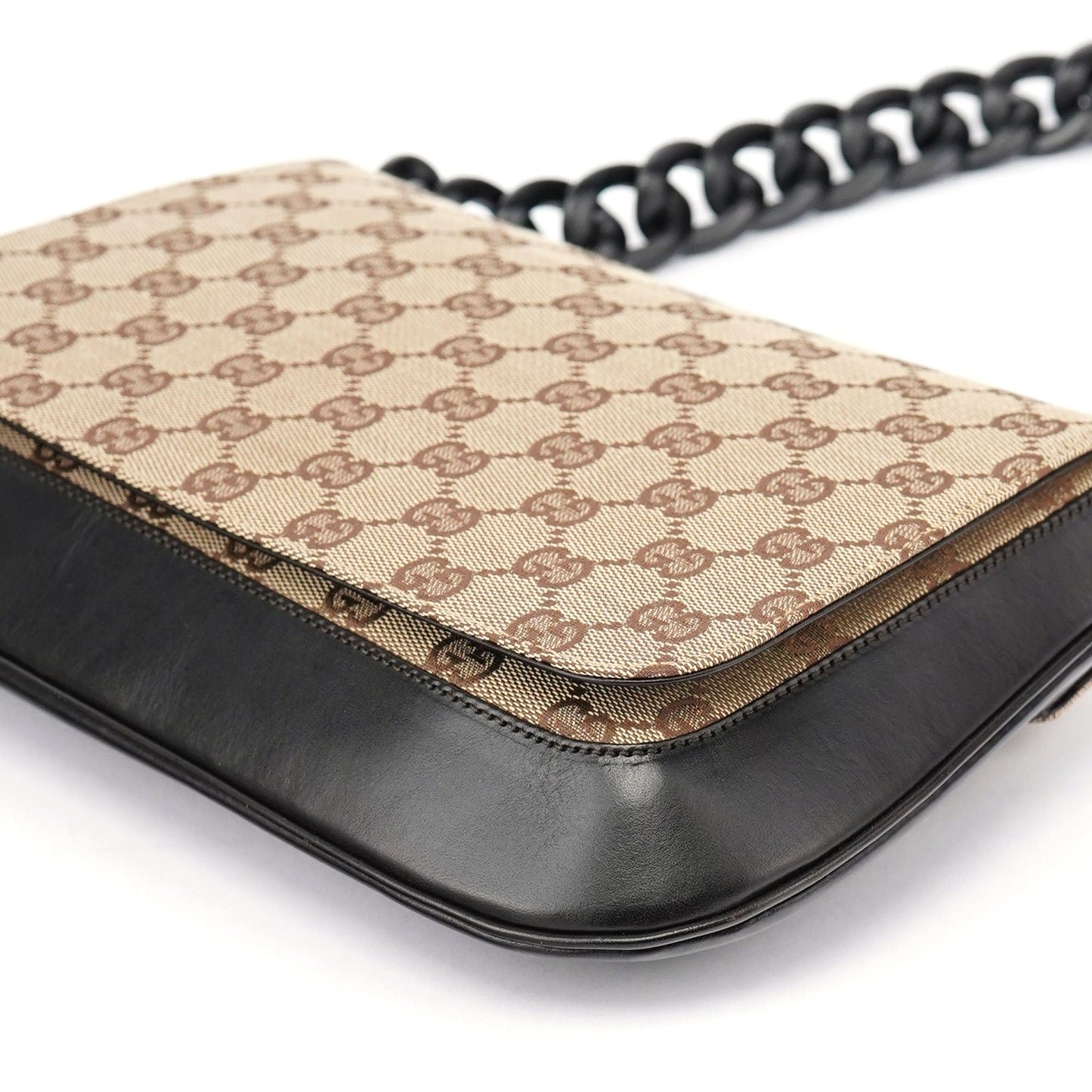 001 3820 Beige GG Wood Chain Shoulder Bag